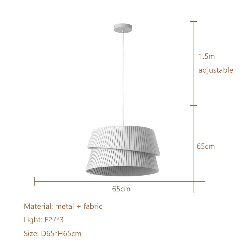 Nordic Minimalist Iron Pendant Light with Fabric Shade