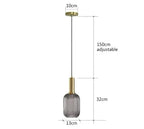 Nordic Modern Ribbed Glass Pendant Light Green/Grey/Amber Glass Hanging Lamp for Kitchen Island Dining Room Home Decor E27