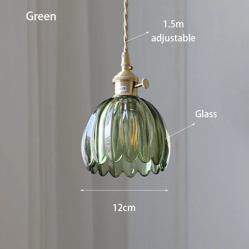 Lámpara colgante de cristal retro moderna con diseño de cuerda trenzada