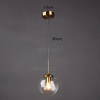 Nordic Glass Ball Pendant Light 15cm with Brass Stem for Bedside