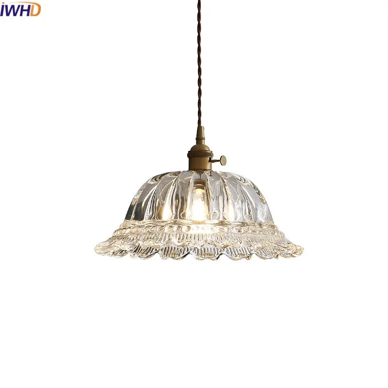 Nordic Glass Pendant Light with Copper Fixture