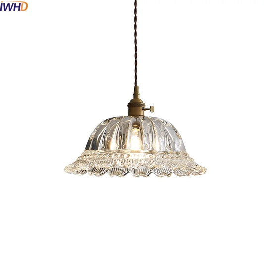 Nordic Glass Pendant Light with Copper Fixture