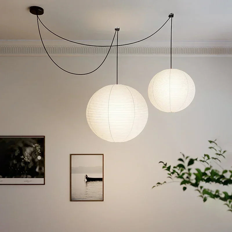 Minimalist Paper Ball Pendant Light for Bedroom