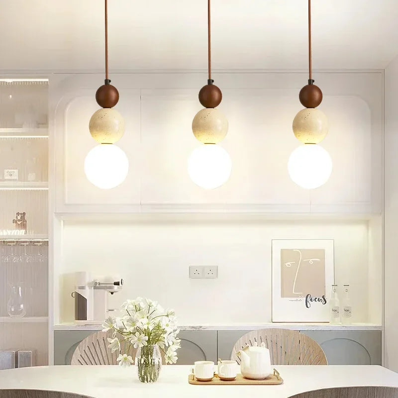 Nordic Wood & Glass Pendant Light for Bedroom