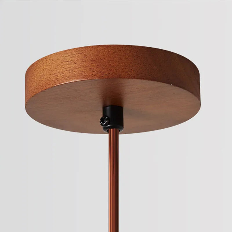 Veined Marble Cylinder Pendant Light with Walnut Top for Bar Counter