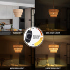 Bohemian Rattan Pendant Light 3-Tier Woven