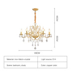Gold Wrought Iron Crystal Chandelier