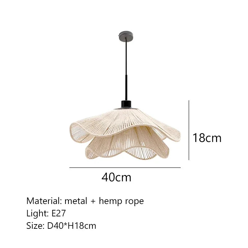 Wabi Sabi Hemp Rope Pendant Lamp Industrial Zen
