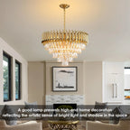 Modern Gold Crystal Tiered Chandelier