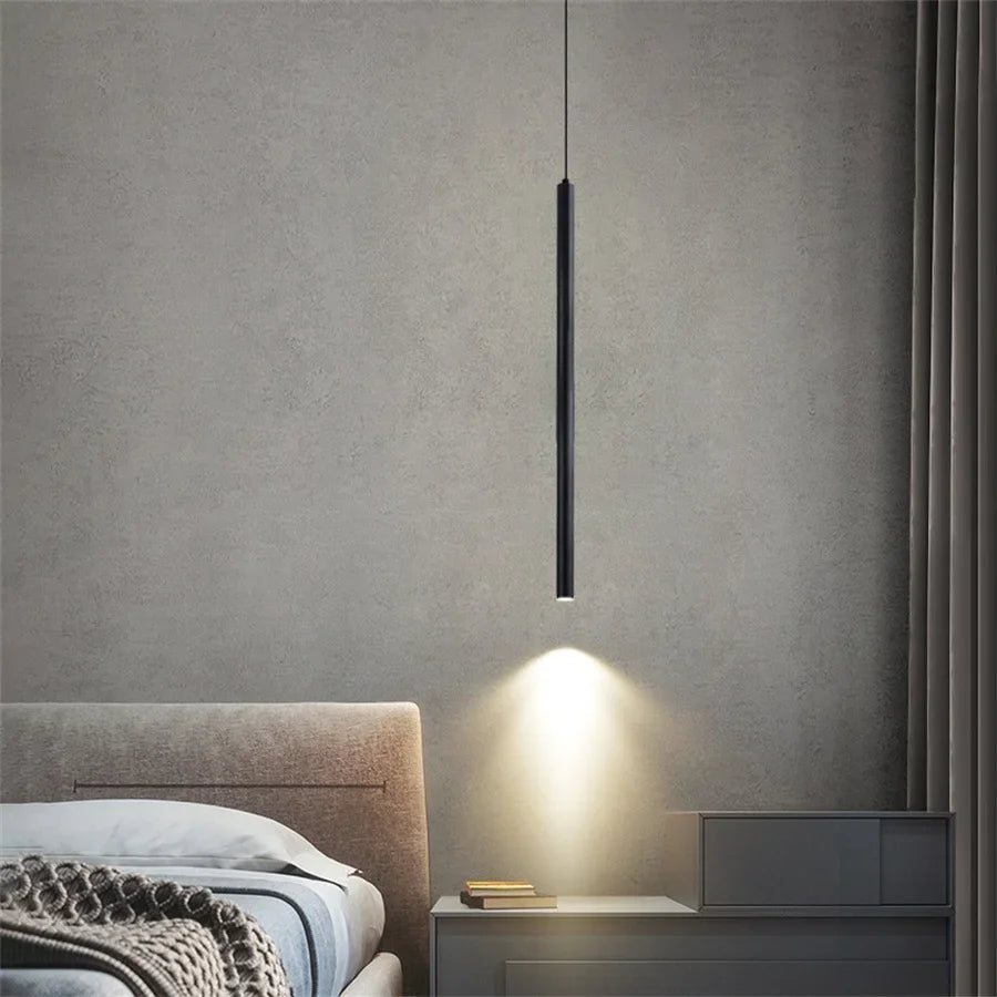 Minimalist Iron Tube Pendant Light for Bedroom