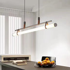 Nordic Brass Pendant Light with Leather Accents