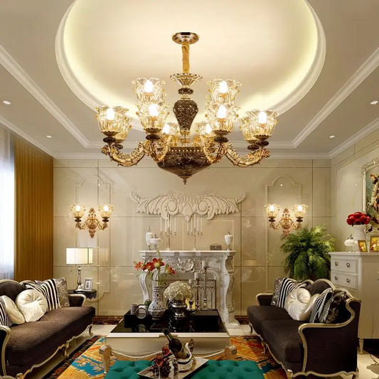 French Luxury Ceramic Crystal Chandelier for Dining and Living Rooms