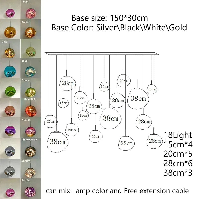 Nordic Glass Pendant Light - Lava Design Hanging Lamp