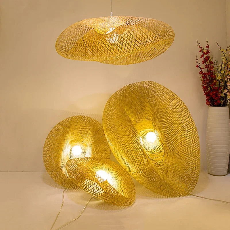Bohemian Bamboo Rattan Pendant Light Woven