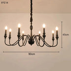 Candelabro de hierro negro con detalles de cristal