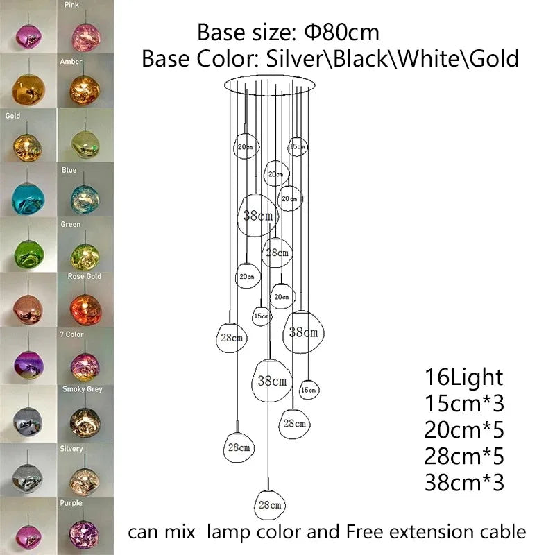 Nordic Glass Pendant Light - Lava Design Hanging Lamp