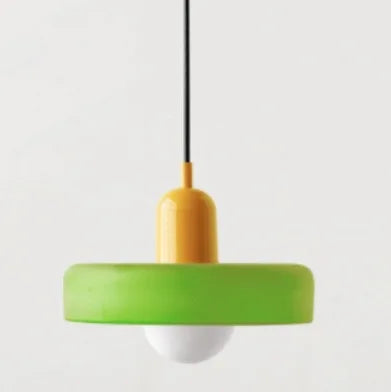 Nordic Glass Pendant Light with Colored Metal Shade