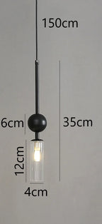 Nordic Light Luxury Pendant Lights Gold Black Iron Art Chandeliers LED Restaurant Bedroom Bedside Glass Decoration Hanging Lamp