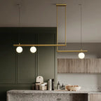 Nordic Minimalist Brass Pendant Light Linear Multi-Head