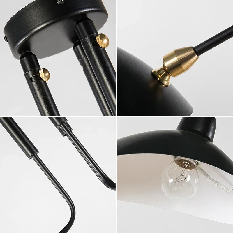 Mouille Ceiling Lamp Nordic Spider Pendant Light Multi 3/6heads for Living Room Bedroom Black Luminaire Home Decor