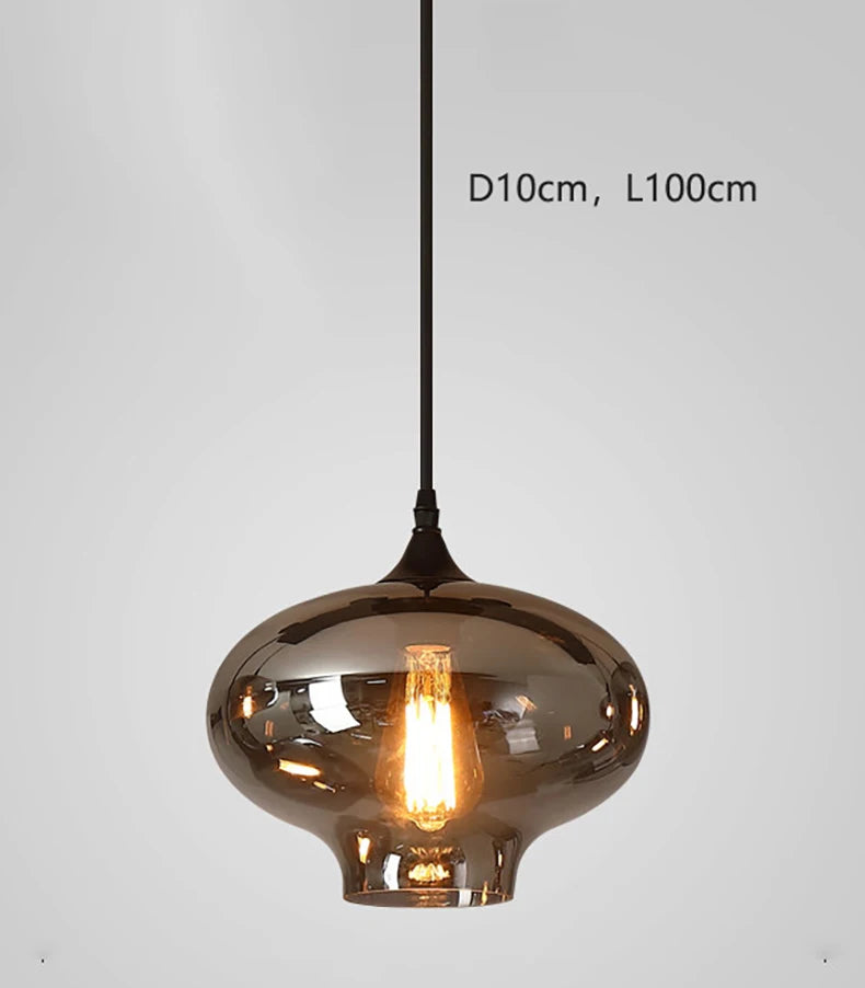 Nordic Smoke Glass Pendant Light for Dining Room