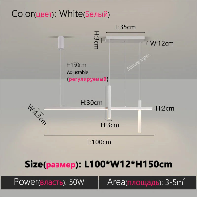 Minimalist Iron Linear Pendant Light for Dining