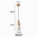 Cream Style Travertine and Wood Ball Pendant Light with Opal Globe