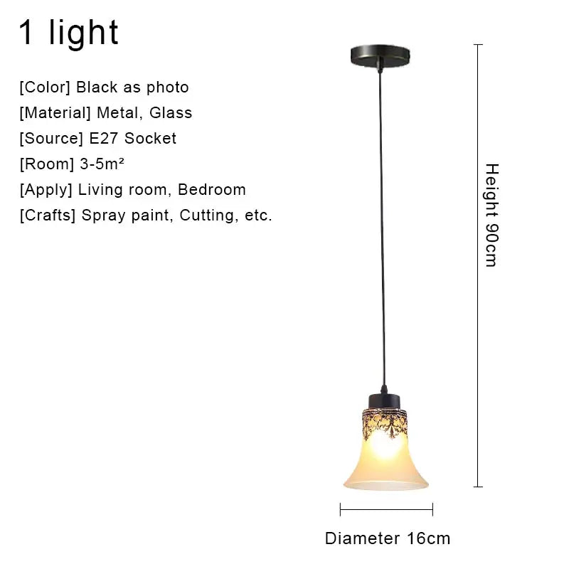Vintage Iron Glass Pendant Chandelier Retro Loft