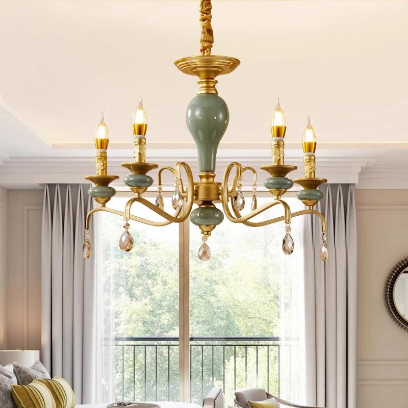 Mediterranean Ceramic Chandelier - Elegant Living Room Lighting