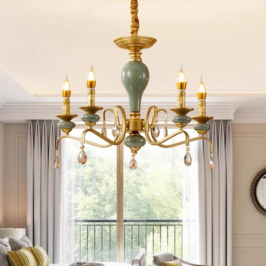 Mediterranean Ceramic Chandelier - Elegant Living Room Lighting