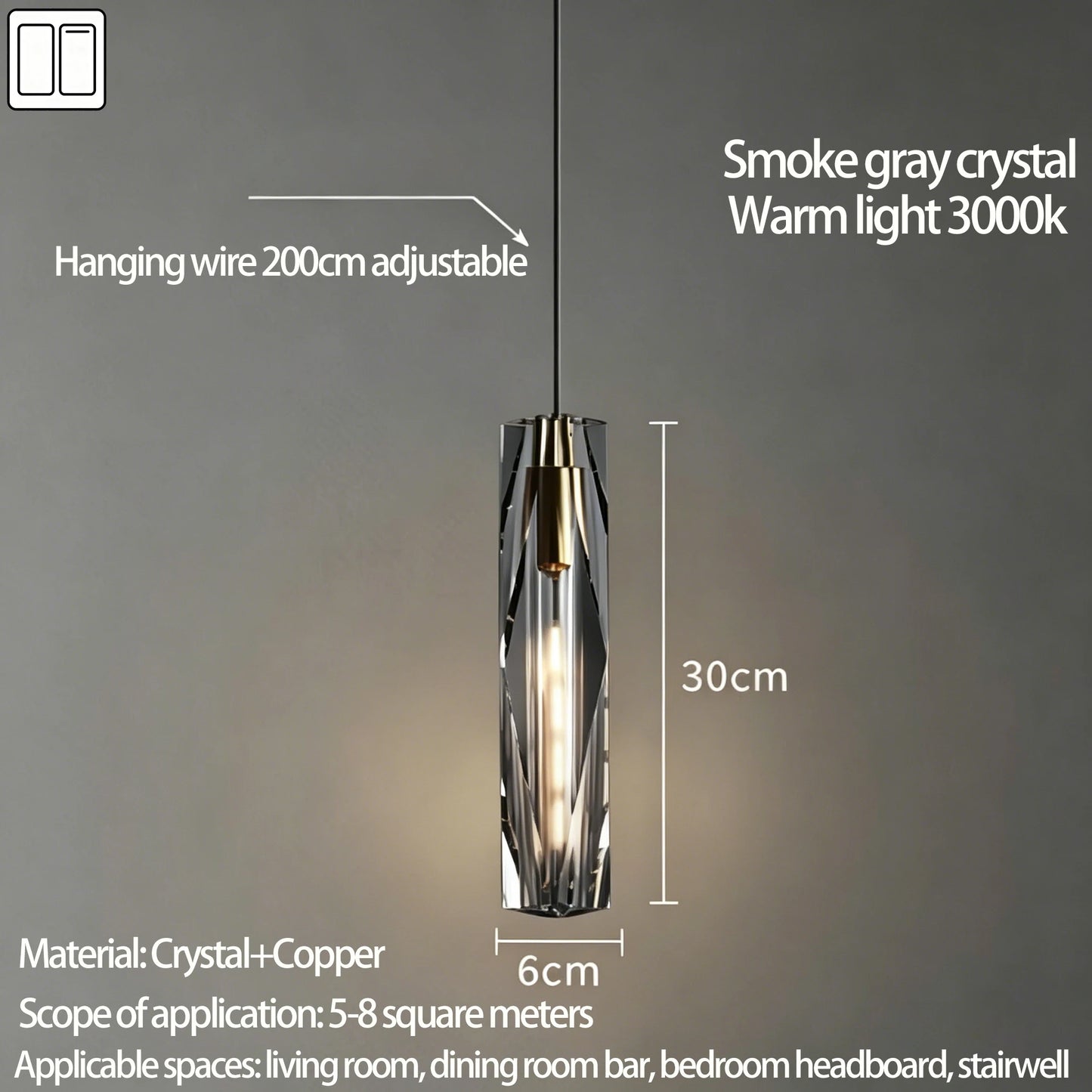 Luxury Crystal Glass Pendant Light for Dining Room