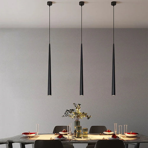 1Piece 30/40/50CM Cone LED Pendant Light Dia3cm Conical Aluminum Restaurant Bar Cafe Hanging Lamp Kitchen Dining Room Droplight