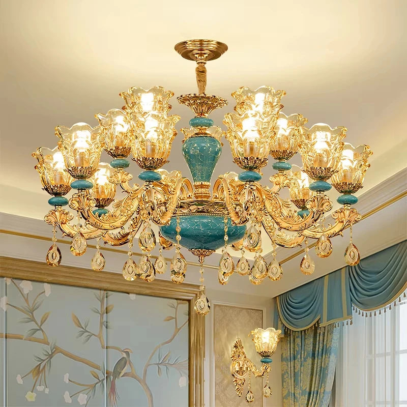 European Ceramic Chandelier Luxury Hall Light