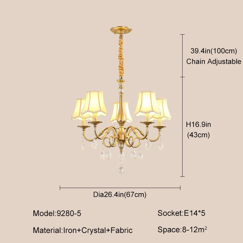 Gold Crystal Chandelier Pendant Light for Living Room