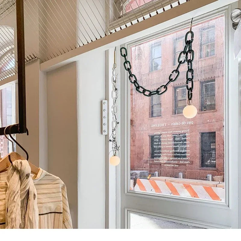 Art Deco Glass Chain Swag Pendant Light with Opal Globes for Dining Room