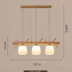 Nordic Wood Pendant Light with Glass Shades