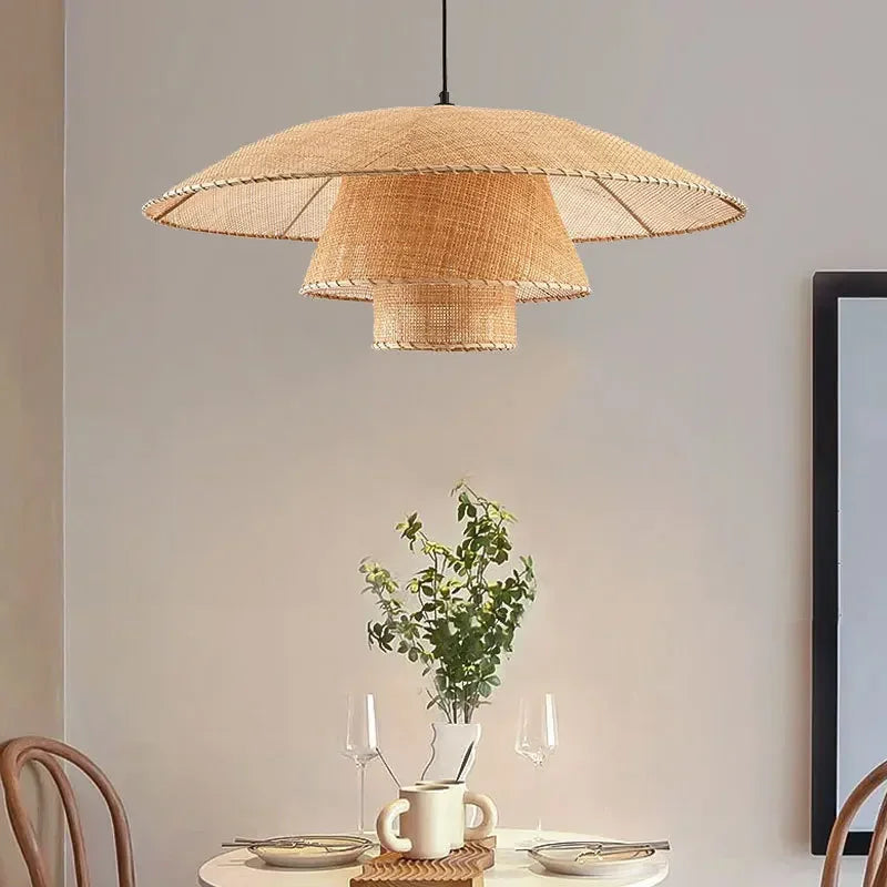 Modern Rattan Petal LED Pendant Lamp