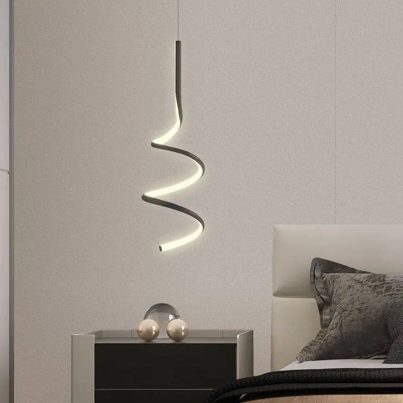 Nordic LED Spiral Pendant Light for Bedroom