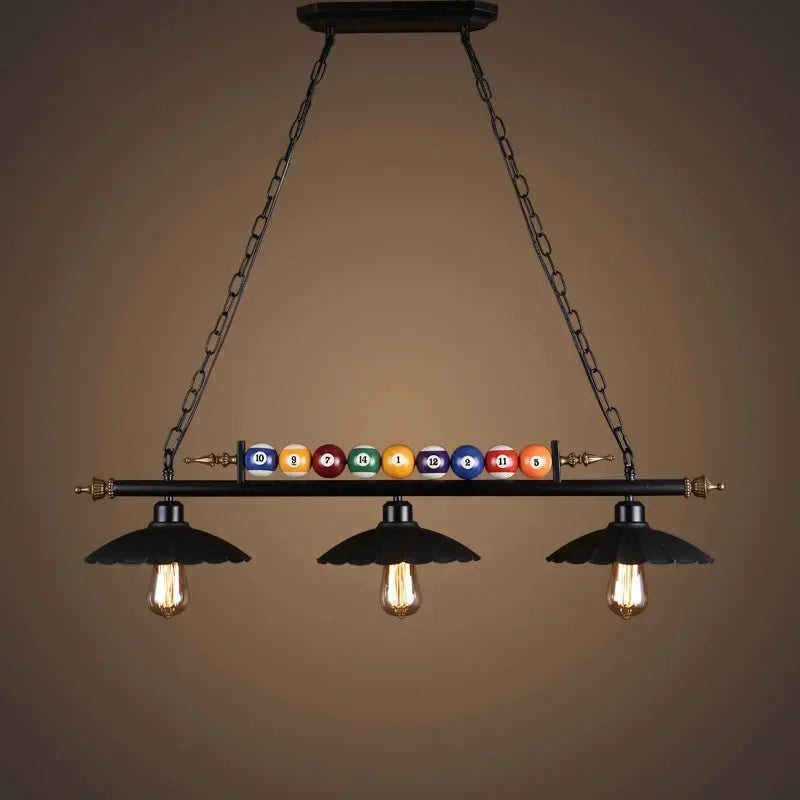 Industrial Black Iron Glass Pendant Light 3-Head
