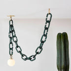 Art Deco Glass Chain Swag Pendant Light with Opal Globes for Dining Room