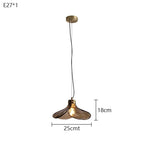 Retro Glass Flower Pendant Light Copper Finish