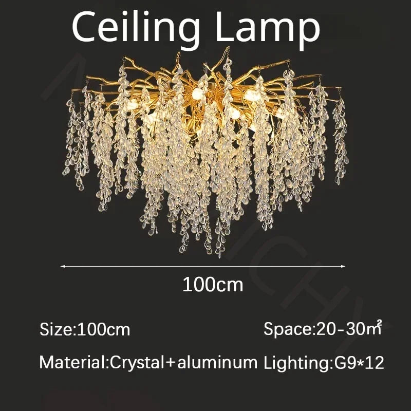 Branch-Shaped Modern Crystal LED Chandelier Pendant Light