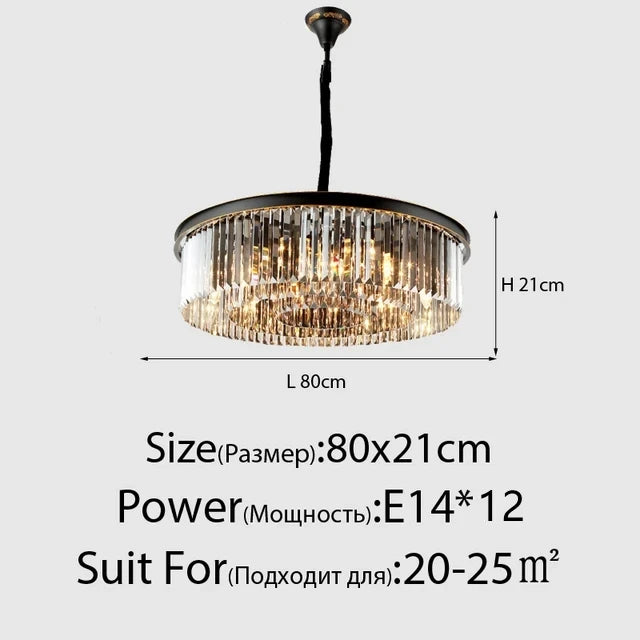 Modern Glass Chandelier LED Ceiling Light Black Gold