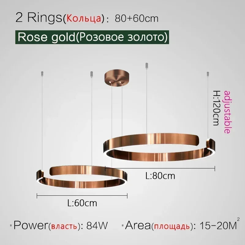 Nordic Copper Ring Pendant Light for Dining Room