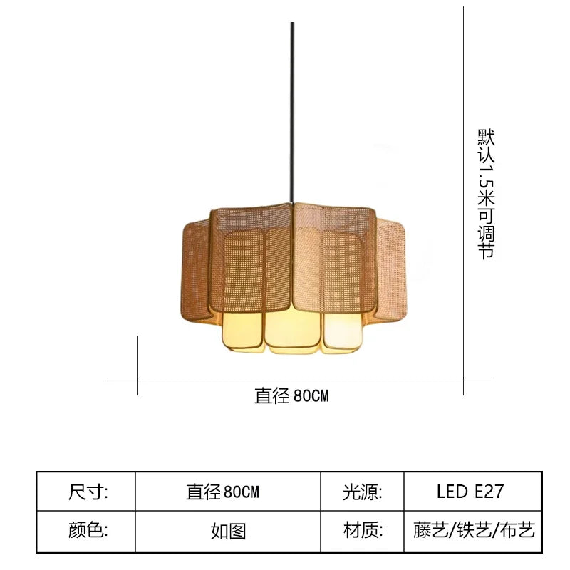 Bohemian Rattan Pendant Light for Dining Room