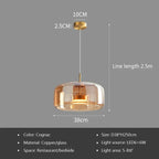 Lámpara colgante nórdica de cristal ámbar para comedor