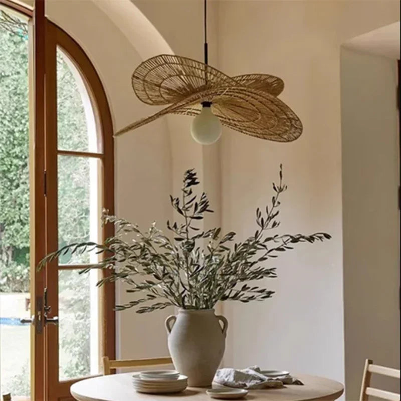 Bohemian Rattan Pendant Light for Bedroom