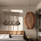 Retro Rattan Pendant Light with LED