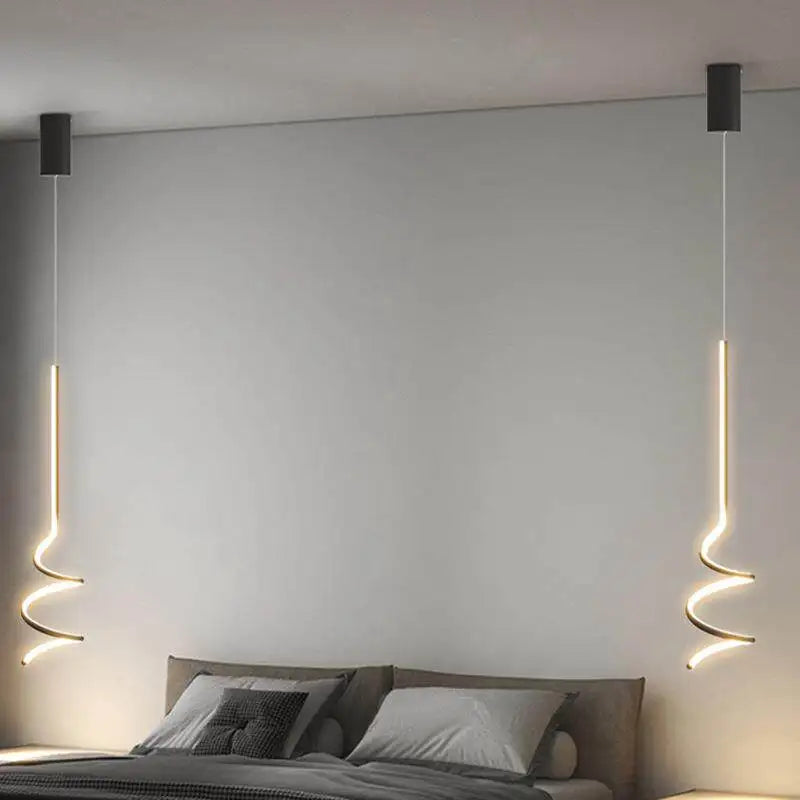 Nordic LED Spiral Pendant Light for Bedroom
