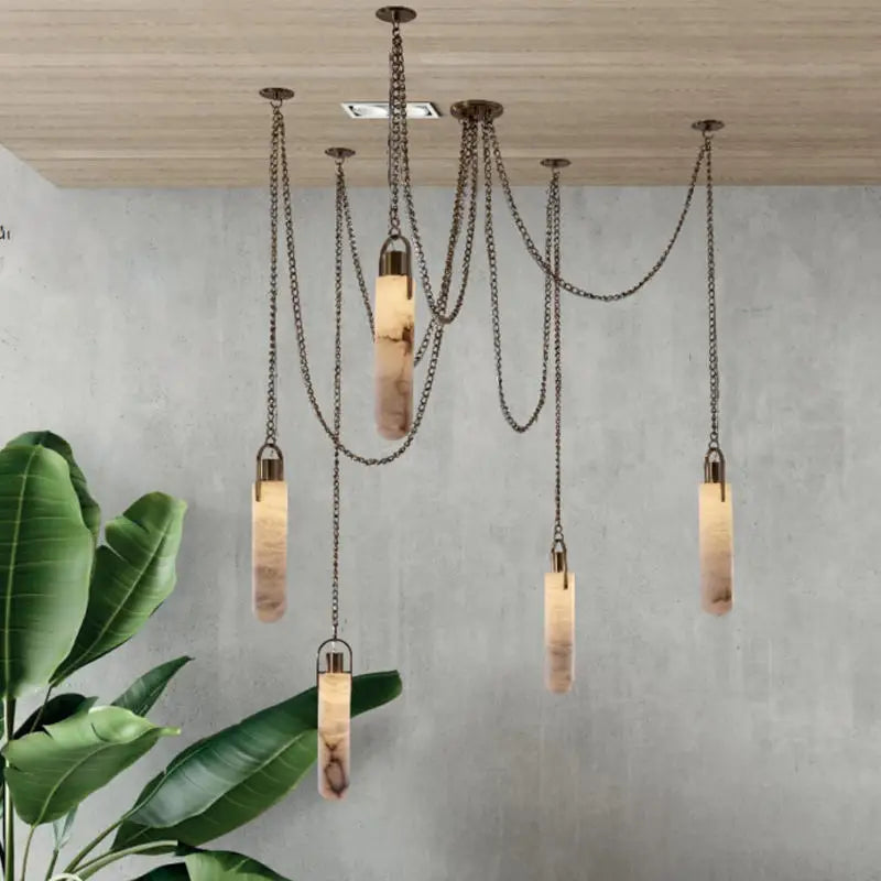 Nordic Marble Alabaster Pendant Light Multi-Drop